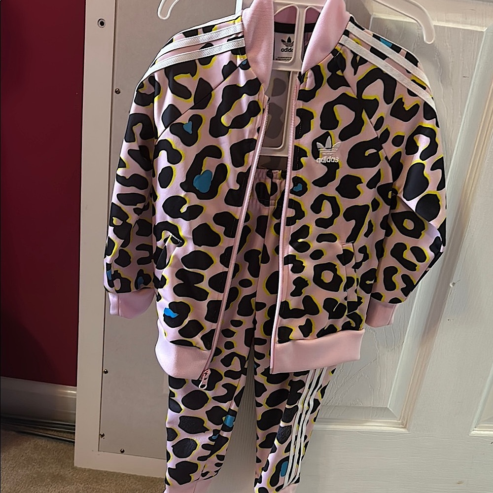 Adidas Kids Pink Leopard Tracksuit